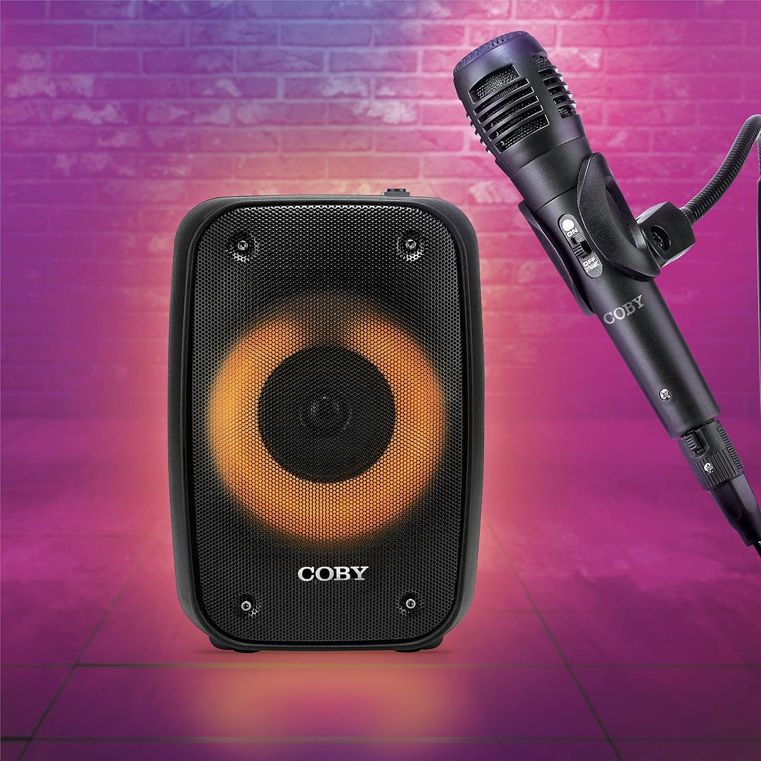 Coby Blaze Light-Up Bluetooth Speaker, Wireless Portable Speaker with 3 Light Modes, Built-in Mic Input, FM Radio, and Handle, Karaoke Box, 7-Hour-Use Rechargeable Battery, Micro USB Port, TF Card - Image 6